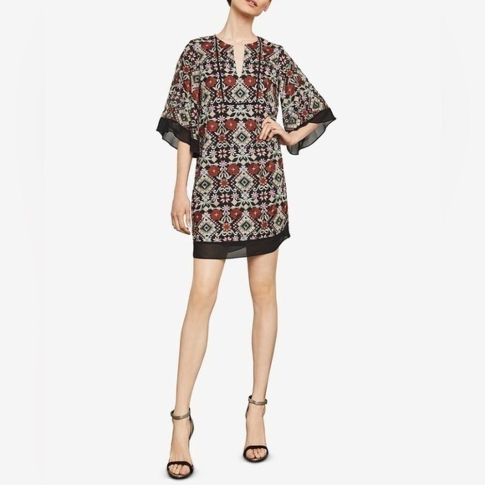 NWT BCBGMAXAZRIA “Tati” Floral Embroidered Mini Dress XXS Euro Summer